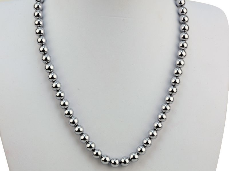 SILVER PLATED HEMATITE NECKLACE