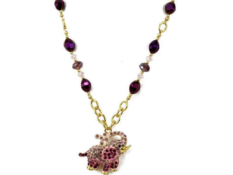 CRYSTAL NECKLACE WITH PENDANT ELEPHANT